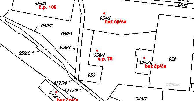 Podmoklice 79, Semily na parcele st. 954/1 v KÚ Semily, Katastrální mapa