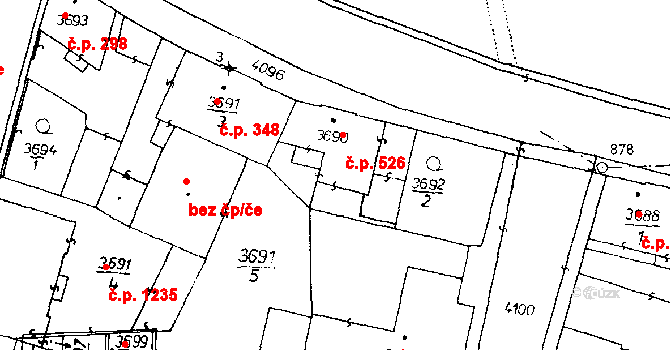 Poděbrady III 526, Poděbrady na parcele st. 3690 v KÚ Poděbrady, Katastrální mapa