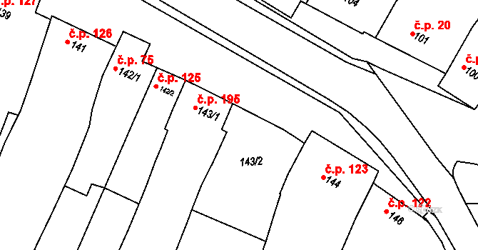 Rouchovany 124 na parcele st. 143/2 v KÚ Rouchovany, Katastrální mapa