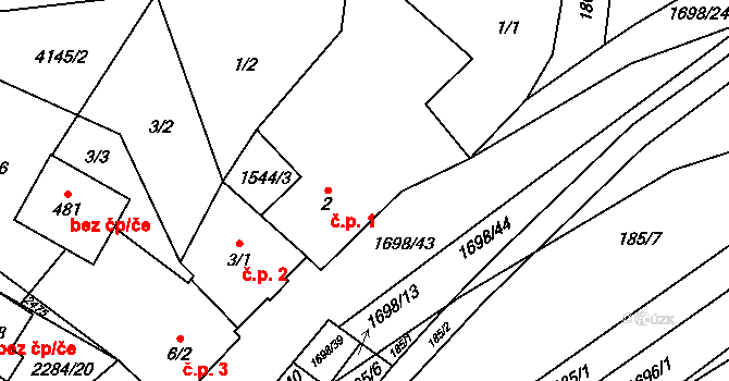 Chornice 1 na parcele st. 2 v KÚ Chornice, Katastrální mapa