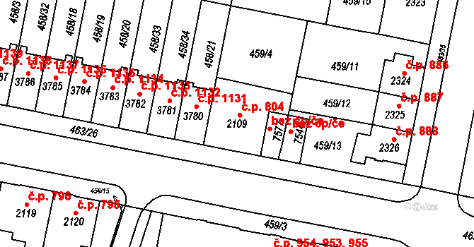 Horka-Domky 804, Třebíč na parcele st. 2109 v KÚ Třebíč, Katastrální mapa