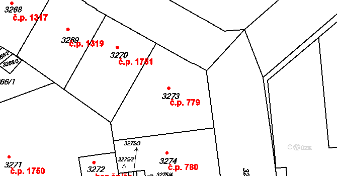 Černá Pole 779, Brno na parcele st. 3273 v KÚ Černá Pole, Katastrální mapa