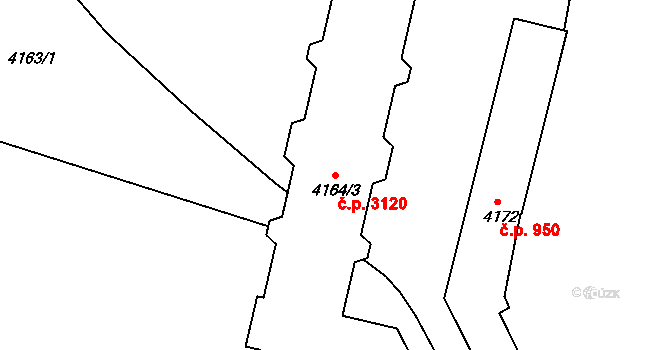 Teplice 3120 na parcele st. 4164/3 v KÚ Teplice, Katastrální mapa
