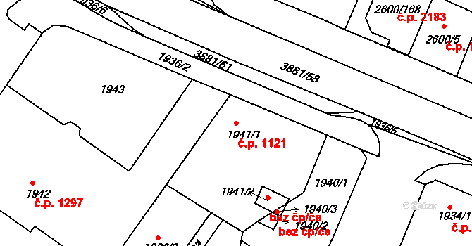 Turnov 1121 na parcele st. 1941/1 v KÚ Turnov, Katastrální mapa