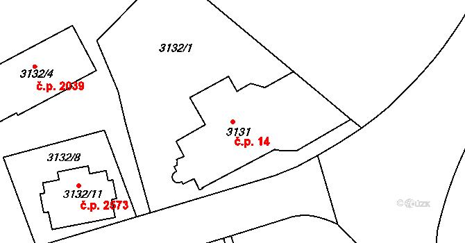 Dejvice 14, Praha na parcele st. 3131 v KÚ Dejvice, Katastrální mapa
