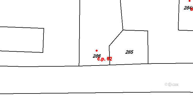 Stará Lípa 62, Česká Lípa na parcele st. 286 v KÚ Stará Lípa, Katastrální mapa
