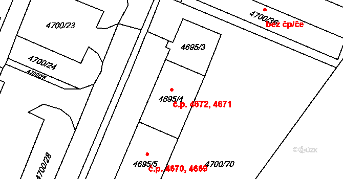 Chomutov 4671,4672 na parcele st. 4695/4 v KÚ Chomutov I, Katastrální mapa