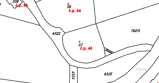 Chotěvice 45 na parcele st. 37 v KÚ Chotěvice, Katastrální mapa