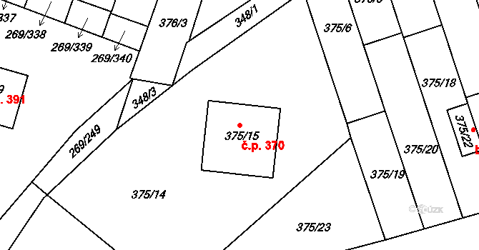Pražské Předměstí 370, Bílina na parcele st. 375/15 v KÚ Bílina, Katastrální mapa