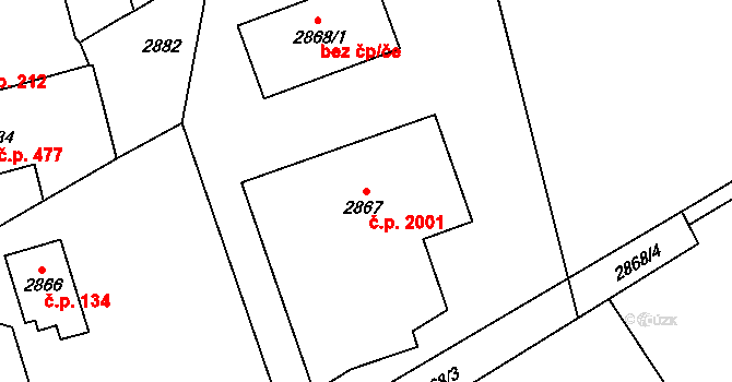 Hranice 2001, Karviná na parcele st. 2867 v KÚ Karviná-město, Katastrální mapa