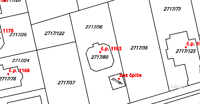Kylešovice 1193, Opava na parcele st. 2717/80 v KÚ Kylešovice, Katastrální mapa