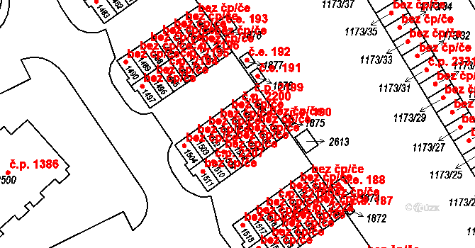 Uničov 2201 na parcele st. 1500 v KÚ Uničov, Katastrální mapa