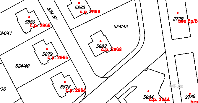 Žatec 2968 na parcele st. 5882 v KÚ Žatec, Katastrální mapa