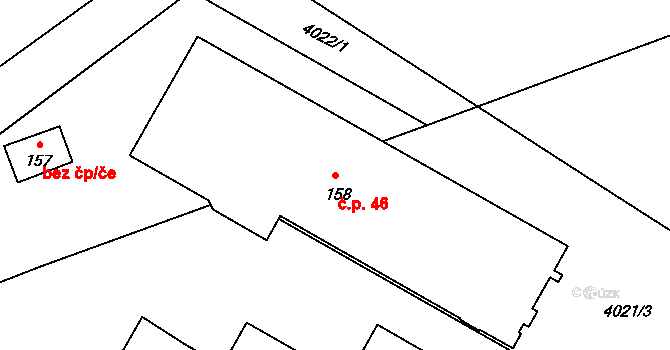 Velký Ratmírov 46 na parcele st. 158 v KÚ Velký Ratmírov, Katastrální mapa