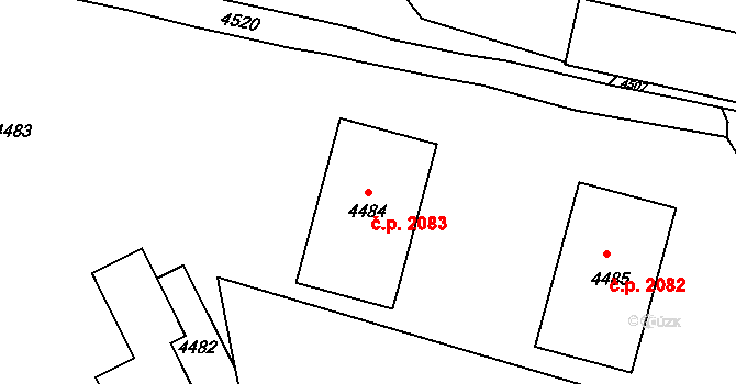 Vsetín 2083 na parcele st. 4484 v KÚ Vsetín, Katastrální mapa