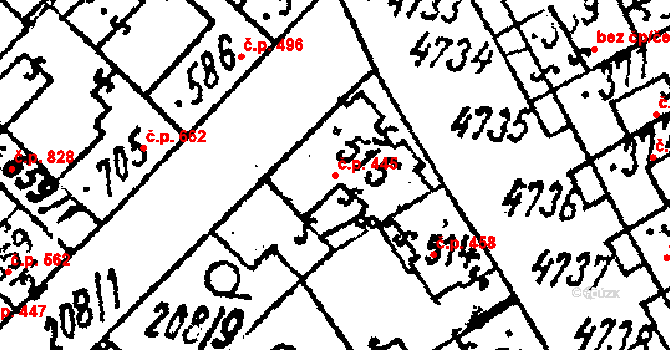 Kobylí 445 na parcele st. 515 v KÚ Kobylí na Moravě, Katastrální mapa