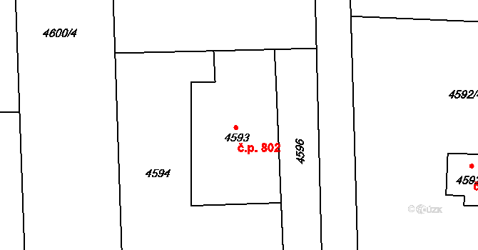 Rychvald 802 na parcele st. 4593 v KÚ Rychvald, Katastrální mapa