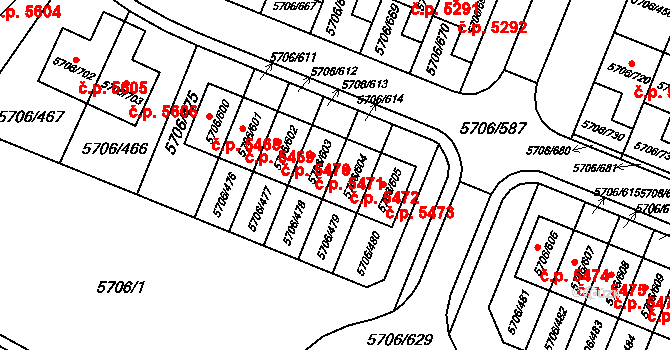 Jihlava 5471 na parcele st. 5706/603 v KÚ Jihlava, Katastrální mapa