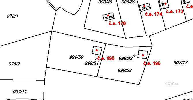 Teplické Předměstí 195, Bílina na parcele st. 999/31 v KÚ Bílina, Katastrální mapa