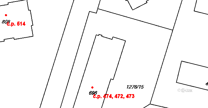 Bystřice 472,473,474 na parcele st. 696 v KÚ Bystřice u Benešova, Katastrální mapa