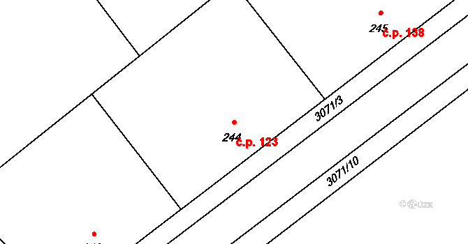 Svinov 123, Ostrava na parcele st. 244 v KÚ Svinov, Katastrální mapa