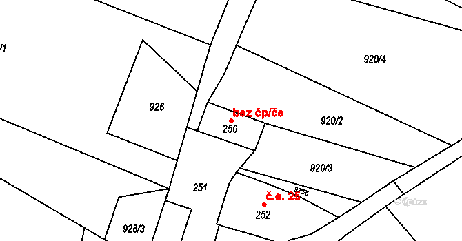 Bukovec 40173003 na parcele st. 250 v KÚ Bukovec u Jablunkova, Katastrální mapa