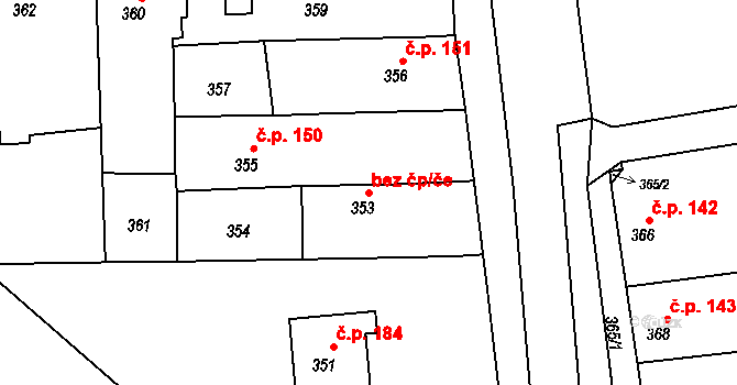 Čehovice 41151003 na parcele st. 353 v KÚ Čehovice, Katastrální mapa
