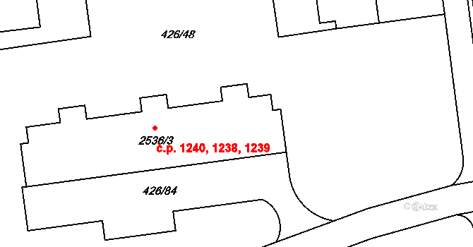 Otrokovice 1238,1239,1240 na parcele st. 2536/3 v KÚ Otrokovice, Katastrální mapa