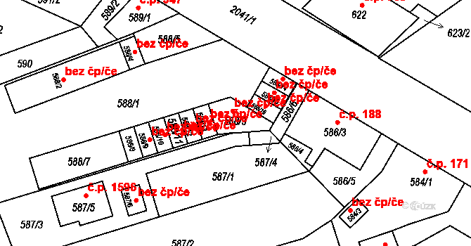 Praha 42673003 na parcele st. 588/3 v KÚ Uhříněves, Katastrální mapa