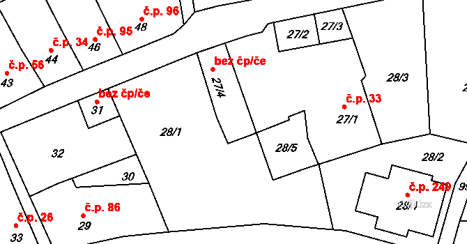 Tábor 43182003 na parcele st. 27/4 v KÚ Čelkovice, Katastrální mapa