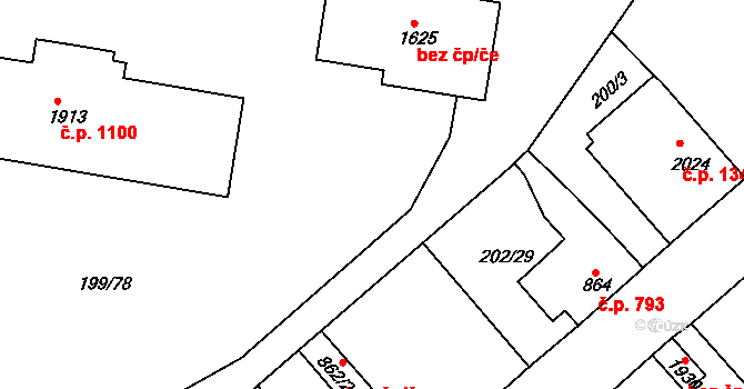 Český Brod 43813003 na parcele st. 1626 v KÚ Český Brod, Katastrální mapa