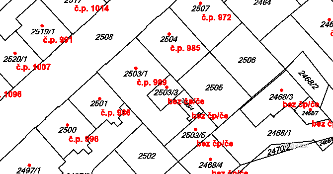 Chomutov 45080003 na parcele st. 2503/3 v KÚ Chomutov I, Katastrální mapa