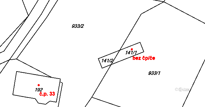 Kozmice 45369003 na parcele st. 141/2 v KÚ Kozmice u Benešova, Katastrální mapa