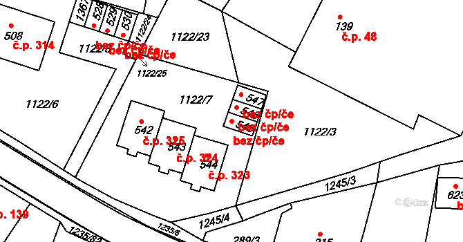Hronov 46492003 na parcele st. 545 v KÚ Zbečník, Katastrální mapa
