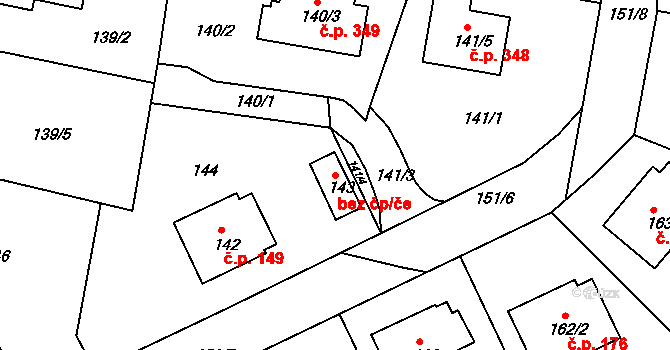 Tábor 47429003 na parcele st. 143 v KÚ Klokoty, Katastrální mapa