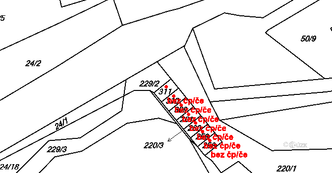 Sulejovice 48106003 na parcele st. 311 v KÚ Sulejovice, Katastrální mapa