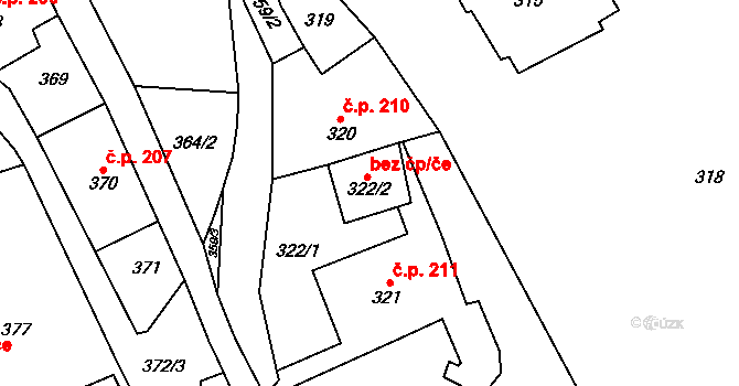 Všenory 50362003 na parcele st. 322/2 v KÚ Všenory, Katastrální mapa