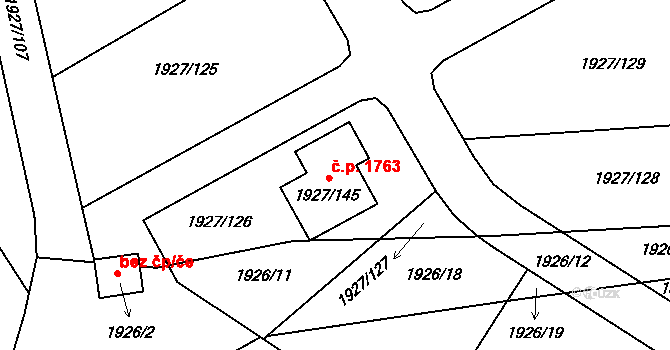 České Budějovice 2 1763, České Budějovice na parcele st. 1927/145 v KÚ České Budějovice 2, Katastrální mapa