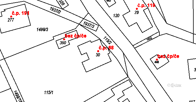 Dolní Libchavy 68, Libchavy na parcele st. 30 v KÚ Dolní Libchavy, Katastrální mapa