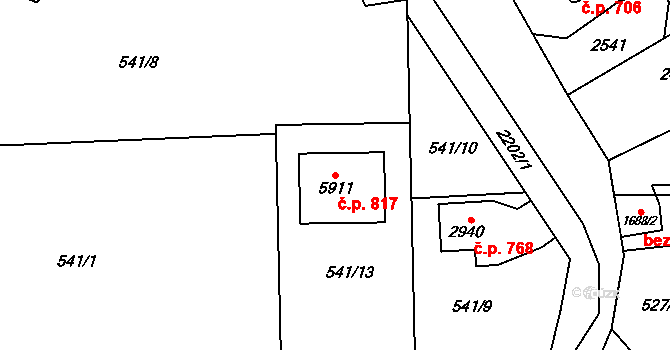 Beroun-Závodí 817, Beroun na parcele st. 5911 v KÚ Beroun, Katastrální mapa