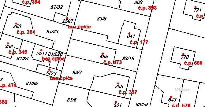 Lobeček 473, Kralupy nad Vltavou na parcele st. 495 v KÚ Lobeček, Katastrální mapa