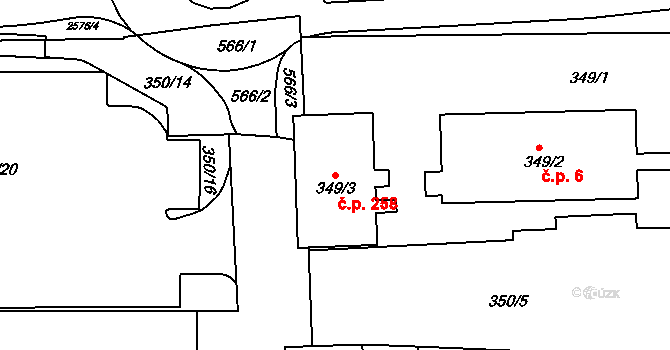 Malé Předměstí 258, Horšovský Týn na parcele st. 349/3 v KÚ Horšovský Týn, Katastrální mapa