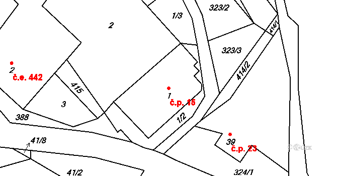Korbelova Lhota 15, Velké Opatovice na parcele st. 1 v KÚ Korbelova Lhota, Katastrální mapa