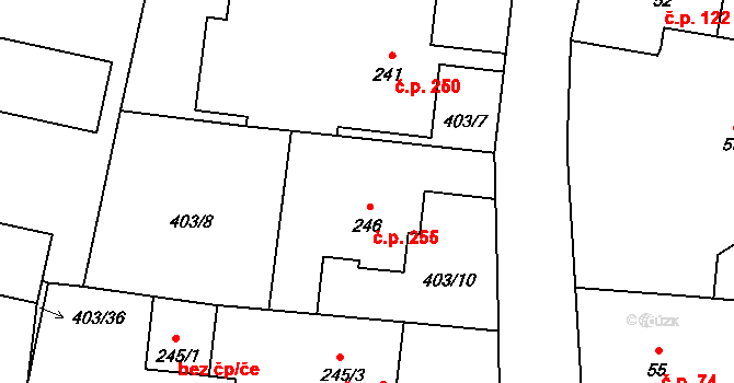 Mořkov 255 na parcele st. 246 v KÚ Mořkov, Katastrální mapa
