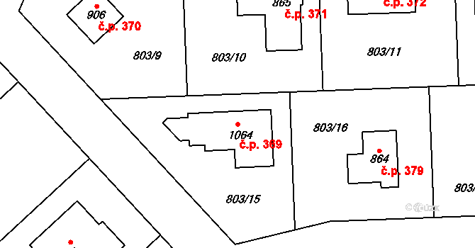Želivec 369, Sulice na parcele st. 1064 v KÚ Sulice, Katastrální mapa