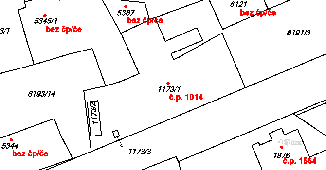 Žatec 1014 na parcele st. 1173/1 v KÚ Žatec, Katastrální mapa