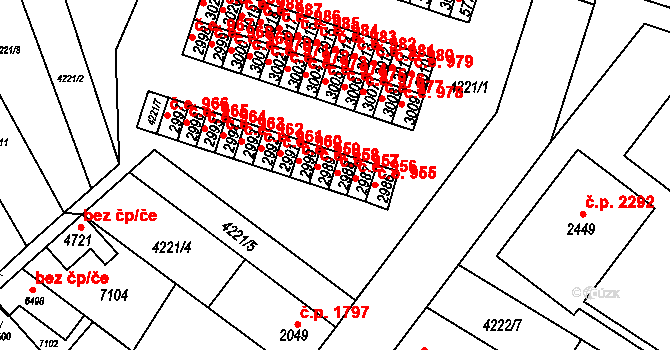 Žatec 957 na parcele st. 2988 v KÚ Žatec, Katastrální mapa