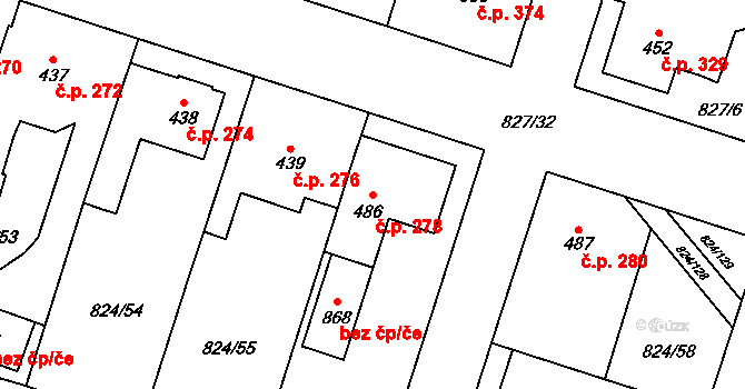 Doudleby nad Orlicí 278 na parcele st. 486 v KÚ Doudleby nad Orlicí, Katastrální mapa
