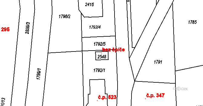 Hranice 98049003 na parcele st. 2548 v KÚ Drahotuše, Katastrální mapa
