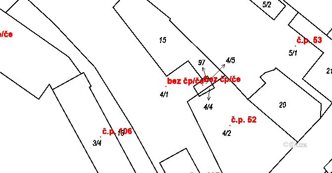 Opava 102621004 na parcele st. 4/1 v KÚ Jarkovice, Katastrální mapa